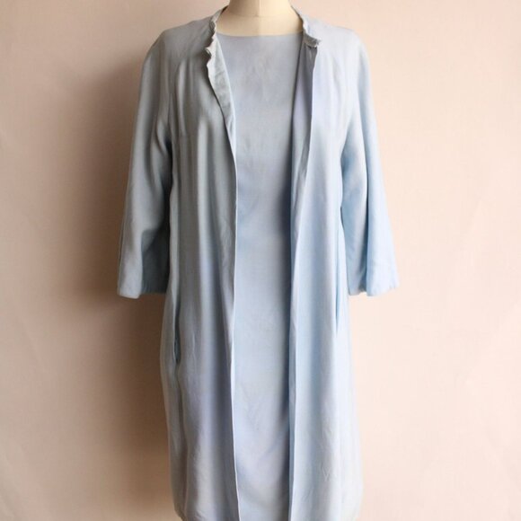 Vintage 1960s Dress with Pockets, Emma Domb Pale Blue,  Matching Jacket and Bow - Picture 8 of 10